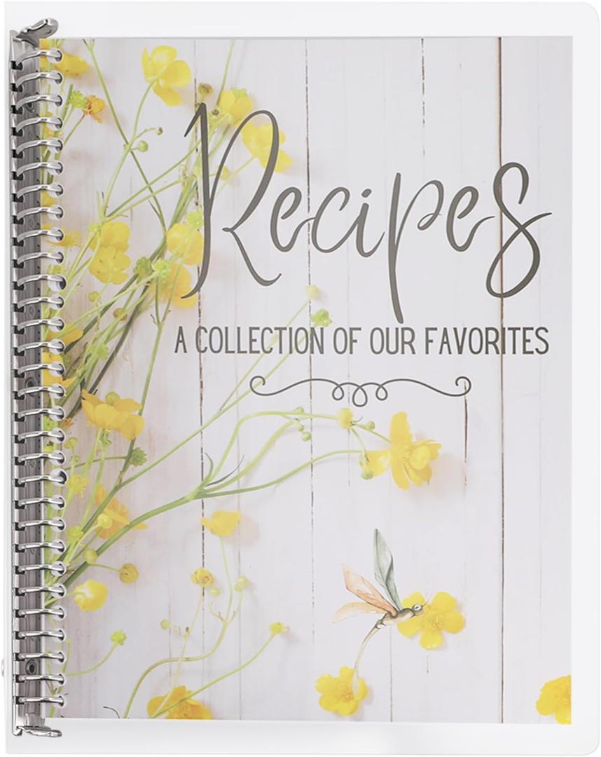 Blank Recipe Book to Write in Your Own Recipes | DIY Cookbook Binder with Plastic Sleeves & Tabs | Personalized Recipe Notebook for Home Cooks, Bakers, and Meal Planning | Family Owned Brand (Wildflower)