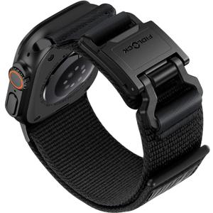 Bandletic Compatible with Apple Watch Ultra 2 / Ultra 3 Bands for Men, Wide Braided Nylon Sport Band with Magnetic Fidlock Hook Buckle for iWatch 49mm, Series 11/10 46mm, 9/8/7 45mm, SE/6/5/4 44mm (Black)