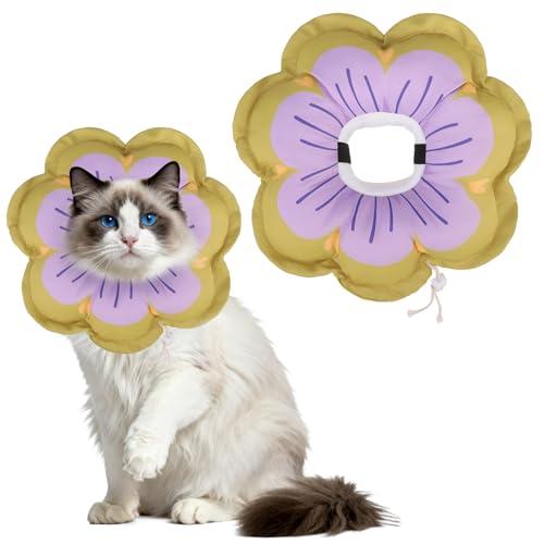 EXPAWLORER Cat Cone Collar Soft, Cat E Collar Recovery After Surgery to Stop Licking, Adjustable Waterproof Cute Neck Elizabethan Pet Kitten Puppy Donut Pillow for Cats Puppy Wound Healing, Green Medium