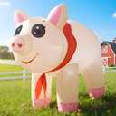 4FT Inflatables Christmas Spring Farm Ranch Blow up Animals Cute Pig Decorations with LED Light Indoor Outdoor Yard Graden Party Lawn Holiday Decor