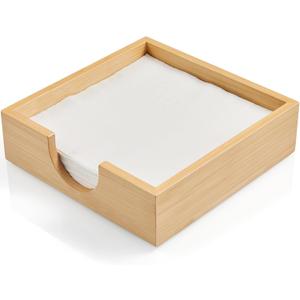 Bamboo Napkin Holder for Table, Napkins Holders For Paper Napkins, Flat Napkin Holder for Luncheon, Napkin Holders for Kitchen Dinner Table Decor, Napkin Dispenser for Indoor & Outdoor Use (7.2 x 7.2 x 2 inches)