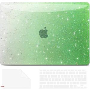 AKIT Compatible with MacBook Air 13 inch Case Sparkly M5 2026 2025-2022 M4 M3 M2 A3240 A3113 A2681, [Anti-Cracking] Hard Shell Laptop Case Cover for MacBook Air 13.6 inch, Gradient Green