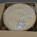 Cpintltr Round Ottoman Natural Seagrass Footstool Hand Weave Water Hyacinth Poufs Eco Friendly Sofa Foot Stool Soft Step Stool Padded Foot Rest with Pine Legs for Living Room (Natural)