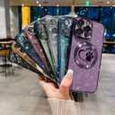 Weonmov Compatible for iPhone 15 Pro Max Case Glitter Clear Paw Love Heart [ Compatible with MagSafe ] [ Strong Magnetic ], Full Camera Lens Protection Soft Slim Thin Cute Phone Case - Black