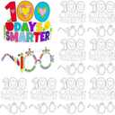 Fancy Land 100th Day of School Decoration Kits 100 Days of School Decorate Crowns and Glasses Coloring Paper Crowns and Glasses for Kids Students School Parties Classroom Handicraft Activities 36 Sets