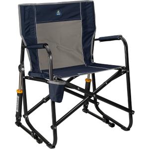GCI OUTDOOR Freestyle Rocker Camping Chair | Portable Folding Rocking Chair with Solid, Durable Armrests, Drink Holder & Comfortable Backrest — Indigo Blue