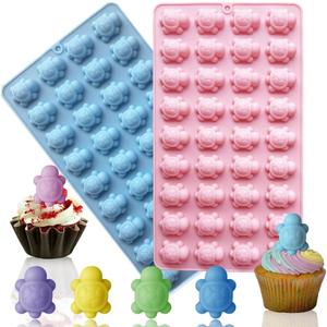 OURASHERO 2 Pack Chocolate Molds 36 Cavity Turtle Silicone Molds for Cake Gummy Jello Ice Cube Crayon, Baking Tools for Cookie Chocolate Cake Cupcake Dcor Party Props, Lovely & Fun for Kids