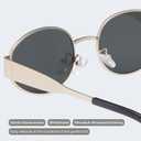 Livho Retro Polarized Sunglasses - UV400 Protection, Oval Shape, Metal Frames - Matching Soft Case Inlcuded