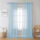 Lecloud Sky Blue Sheer Curtains 96 Inches Long 2 Panels, Light Filtering Voile Solid Air Curtains, Transparent Farmhouse Decor with Dual Rod Pocket for Dining Room Bedroom, Each 42" W x 96" L