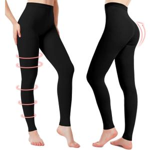 2 Pairs Medical Compression Pantyhose for Women, 20-30mmHg Graduated Support Tight Pants, Opaque Footless 2XL