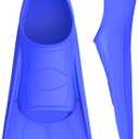 Gintenco Swim Fins, Kids Swim Training Fins for Lap Swimming, Travel Size Flippers with Mesh Bag, Silicone Swimming Fins for Kids Teens Adults Women Men (XS(Jr 13-1.5), Navy Blue)