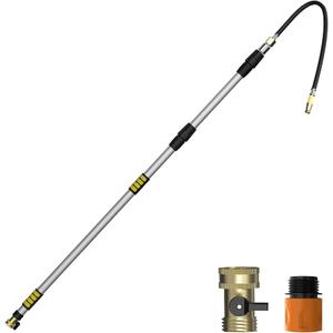 EVCITN 20FT Reach Gutter Cleaner, Gutter Cleaning Tools from the Ground with 3/4" Brass Shut-Off Valve & Bendable 360° Rotating Water Wand for Garden Hose, Safe Cleaning for 2nd Story Homes
