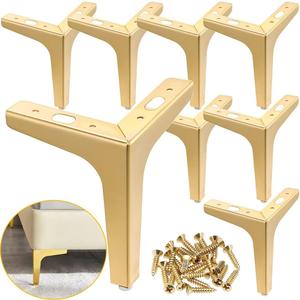 6 inch Metal Furniture Legs, Gold Legs for Furniture Set of 8, Sofa Legs 6 inch, Modern Furniture Feet for Couch Dresser Chair Bed Table Cabinet Ottoman Cupboard DIY Replacement Parts