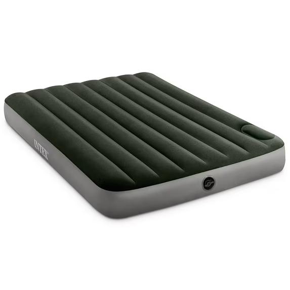 Intex: Dura-Beam: Downy Airbed - Queen - Green, 10" Inflatable Mattress, Built-In Foot Pump, Fiber-Tech, Carry Bag, Indoor-Outdoor, 600lb Cap, 64763E