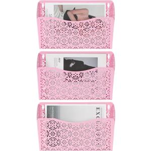 EasyPAG 3 Single Wall Mount File Organizer Vertical Metal Wall Pocket File Holder for Office, Home, School, Pink