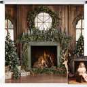 Kate Christmas Tree Wood Fireplace Wreath Deer Backdrop Photo Background Studio Props,8x8ft