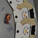 6Pcs Unfinished Wood Snowman DIY Wooden Christmas Kits with Eyes Cabochons Blank Slotted 3D Winter Small Figures Slice Ornaments Centerpieces for Christmas Desk Table Tabletop Mantel shelf