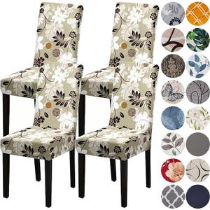 4 x HZDHCLH Chair Covers for Dining Room Set of 4,Stretch Spandex Parsons Chair Slipcovers 4 Pack, Removable Washable Chair Protector for Kitchen, Diner, Party, Wedding