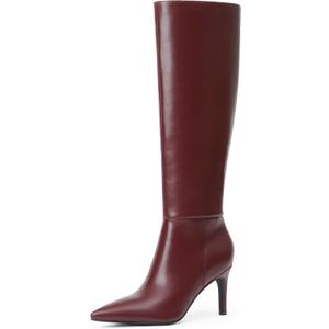 Knee High Boots Women Pointed Toe Tall Boots 3 In Stiletto High Heel Long Boots Side Zipper Dress Knee High Boots (8, Burgundy)