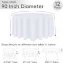 12 Pack Round Tablecloth 90 Inch Cloth White Tablecloth for Round Tables, Washable Polyester Table Cloth Stain and Wrinkle Resistant Decorative Table Cover for Wedding Party Dining Banquet