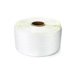 QWORK 3/4" x 1640' Woven Cord Strapping Roll, Heavy Duty Polyethylene Braided Rope Strap Roll, 1830 lb Strong Break Strength 6" x 3" Core, Strength and Flexibility, White