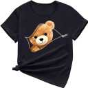SweatyRocks Girl's Cute Bear T Shirt Crew Neck Short Sleeve Summer Tee Tops, 9Y
