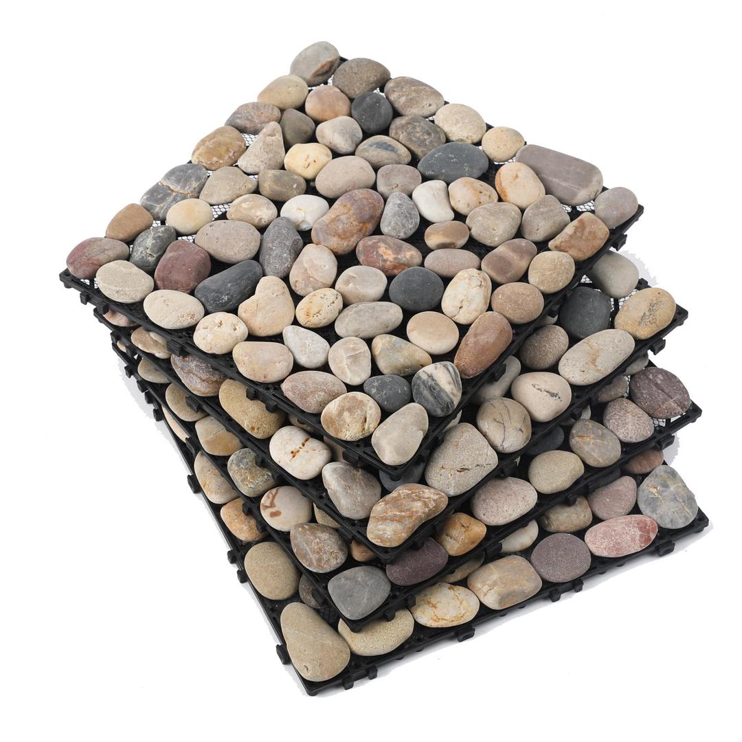 Diflart Natural Stepping Stones Deck Tiles for Outdoor River Rock 4 Sheets