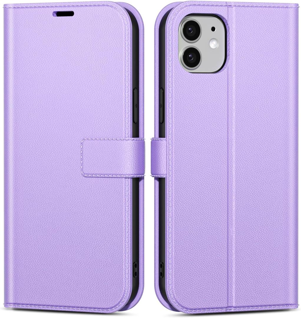 Oakxco for iPhone 11 Wallet Case with Credit Card Holder, Magnetic RFID Slim Folio Book Flip Leather Phone Case for Women Men Girl, Cute Soft Silicone Rubber Shockproof Cover, Purple Lavender (Lilac)