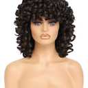 GKtineke 14Inch Curly Wig, Full Curls Wigs for Black Women Big Curly Wig Soft Fluffy Natural Synthetic Hair for Daily and Party (Dark Brown)
