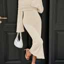 Saodimallsu Womens Off Shoulder Summer Maxi Dress Bell Long Sleeve Sexy Bodycon Strapless Sheer Beach Swimsuit Coverup (Beige)