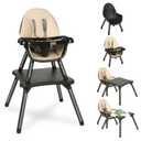 Baby Highchair,6 in 1 High Chairs for Babies and Toddler Baby Feeding Chair Coverts to HighChair for Babies, Kids Learning Table,Building Block Table,Kids Stool Removable Tray & Safety Harness(Black)