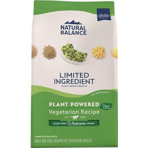 Natural Balance Limited Ingredient Adult Dry Dog Food with Vegan Plant Based Protein and Healthy Grains, Vegetarian Recipe, 12 Pound (Pack of 1)