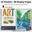 18x24 Blue Art Portfolio Folder Displaying 48 Pages With Plastic Sleeves