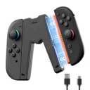 JEMDO Magnetic JoyCon Charger Grip Compatible with Nintendo Switch 2 Only  Ergonomic LED Charging Grip for JoyCon 2 with USB C Cable, Travel-Ready, Black [nintendo_switch_2]