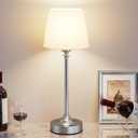 Kakanuo Cordless Table Lamp Rechargeable Silver - 1 Pack 4000mAH Battery Operated Lamp for Decor, 3000K Stepless Dimming Touch Control Wireless Lamp for Bedroom, Dining Table, Counter, Living Room