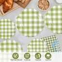 2 x 96Pcs Sage Green Gingham Party Supplies - 7&9 Inch Scalloped Paper Plates and Napkins Disposable Sage Green and White Plaid Party Decorations for Birthday Baby Shower Wedding,Serves 24