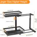 PXRACK Under Sink Organizer, Adjustable Height, 2 Tier Pull Out Under Cabinet Organizer, Slide Out Thickened Metal Under Sink Storage for Kitchen Bathroom Laundry Pantry Cabinet, Black, Large-2-Pack