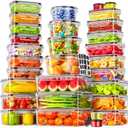 60 PCS Food Storage Containers with Lids Airtight, (30Lids & 30 Containers) Leak proof Containers Set for Kitchen, Meal Prep, BPA-Free, PVC-Free Plastic, Microwave/Dishwasher Safe, Extra Labels & Pen