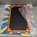 Wooden Puppet Theater Bonus 2 Hand Puppet, Double-Sided Lemonade Stand & Puppet Show Theater for Kids, Wood Deluxe Children Puppet Theatre Toy with Chalkboard