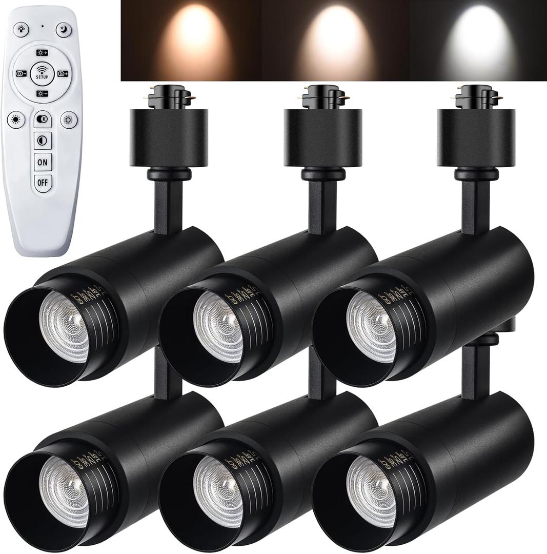 12W Zoomable LED Track Lighting Heads, 2700-6500k Adjustable H Type Track Light 15-60 Beam Angle Dimmable Bright Ceiling Spotlight Fixtures for Accent Task Wall Art Exhibition(6 Pack)