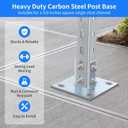 yeesport 8 PCS Strut Post Bases, 4 Slotted Holes U Post Base for 1-5/8 in Square Single Channel, 5.7 x 5.7 in Anti-Tilt Ground Bracket, Galvanized Carbon Steel