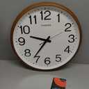 TIMESS Wall Clock, Classic Wood Style Finish, 18 Inch Non-Ticking Silent Battery Operated Analog Clock, Ideal Retro Decor for Home, Bedroom, Living Room, Kitchen, Bathroom, Office(Wood Brown)
