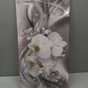 XLMDYYSW Large Orchid Canvas Wall Art White Orchid Flowers Pictures Abstract Floral Print Poster Vintage Botany Painting for Living Room Bathroom Decor Framed (Grey, 12L x 24W)