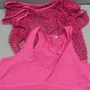 Smile Fish Women Casual Sexy 80s Costumes Fishnet Neon Off Shoulder T-Shirt (Hot Pink US 10/Tag Size L)
