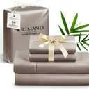 Queen Size Sheet Set, Viscose Bamboo Sheets for Bed Set 4pcs, 100% Viscose Derived from Bamboo, Hotel Luxury Silky & Cooling for Hot Sleepers, Deep Pocket Up to 17", Taupe