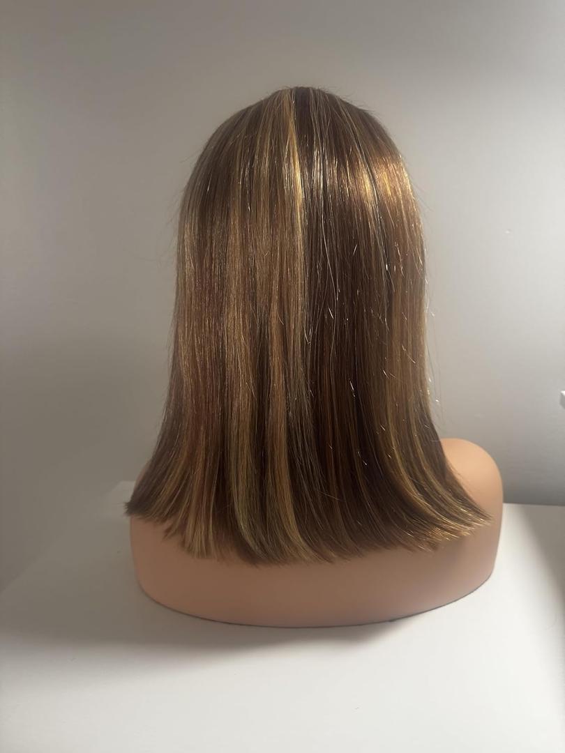 13 * 4 Lace Front Bob Wigs Human Hair 14 Inch Straight 4/27 Highlight Pre-Plucked Glueless Wig For Women