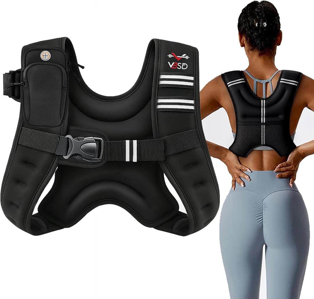 VBSD Weighted Vest Woman 6lb Weight Vest for Women Men Body Weight Vests for Walking Strength Training Running Workout Jogging Fitness (Black)
