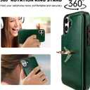 ONETOP for iPhone 16 Plus Wallet Case with Card Holder, 360 Rotation Ring Kickstand RFID Blocking PU Leather Double Magnetic Clasp Shockproof Cover for Women and Girls 6.7 Inch (Green)