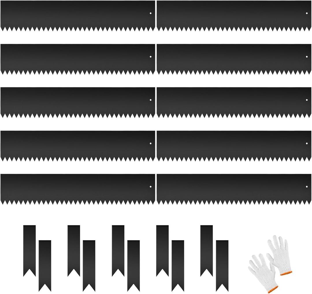 33FT Galvanized Steel Landscape Edging 10 Pack, 40" x 8" Metal Edging for Landscaping with 10Pcs Stakes & Gloves, Metal Garden Border for Garden Design, Yard, Tree Rings, Pathway, Divider