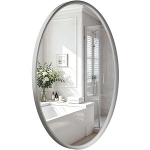 USHOWER Brushed Nickel Oval Bathroom Mirror 24x36 Inch